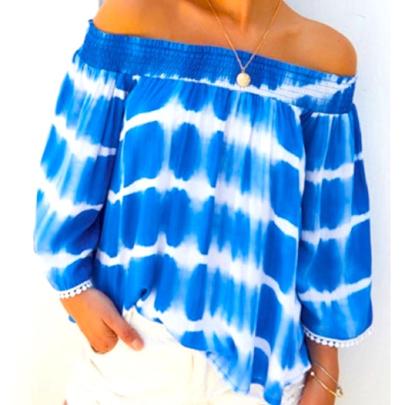 Striped Tye Dyed Off The Shoulder Top - Picture 2 of 4